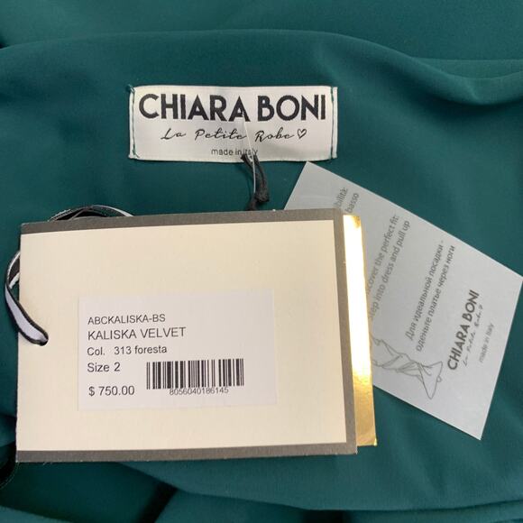 2 Kaliska Green Velvet Polyamide Blend Off Shoulder Fitted Midi Dress - Picture 10 of 11